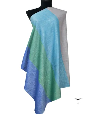 Blue Green and Grey Striped Pashmina Shawl 7220