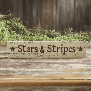 Stars & Stripes Wooden Sign 2.75x13