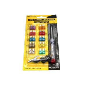 10Pc Auto Plug-In Fuse With Tester