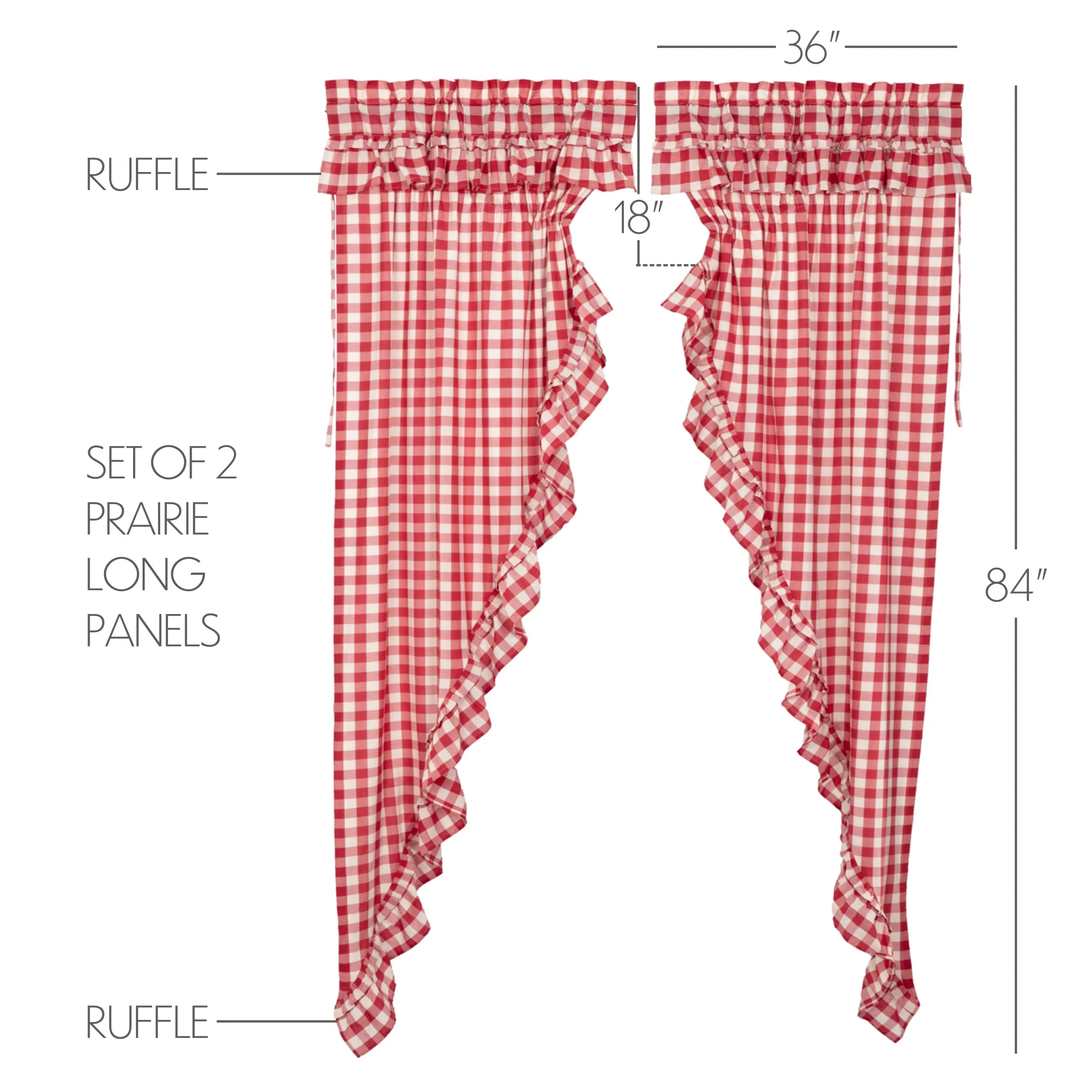 Annie Buffalo Check Ruffled Prairie Panel Set of 2