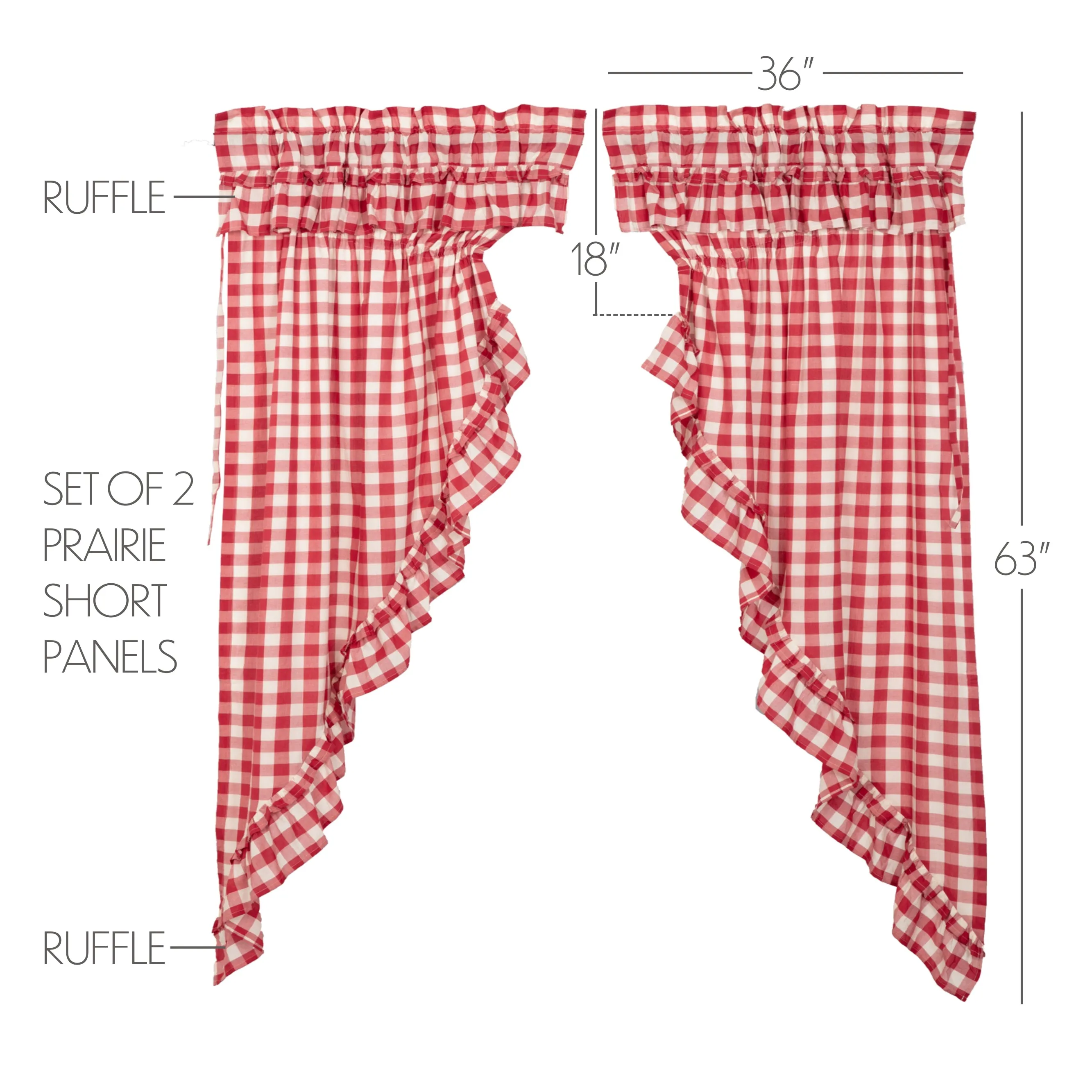 Annie Buffalo Check Ruffled Prairie Panel Set of 2