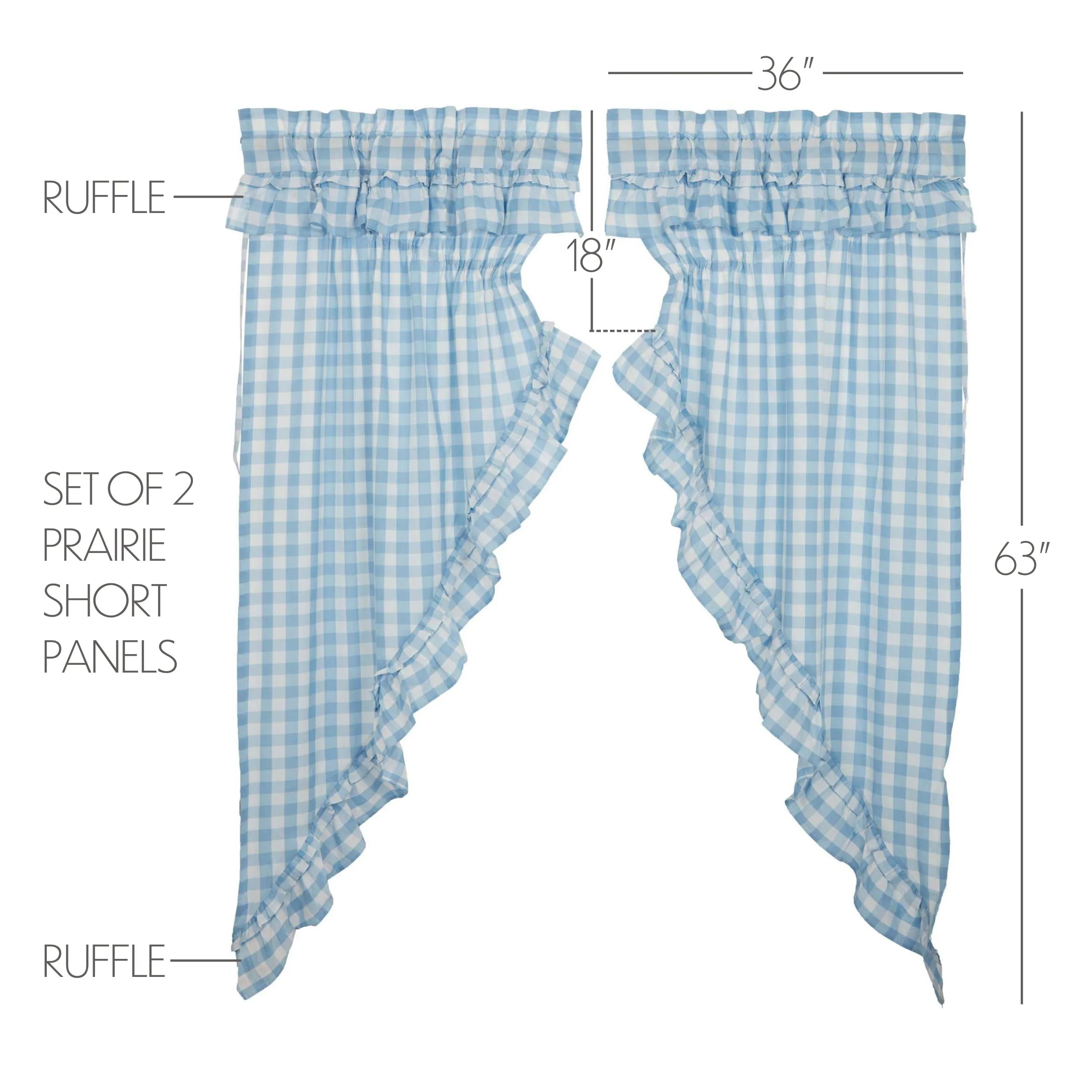 Annie Buffalo Check Ruffled Prairie Panel Set of 2