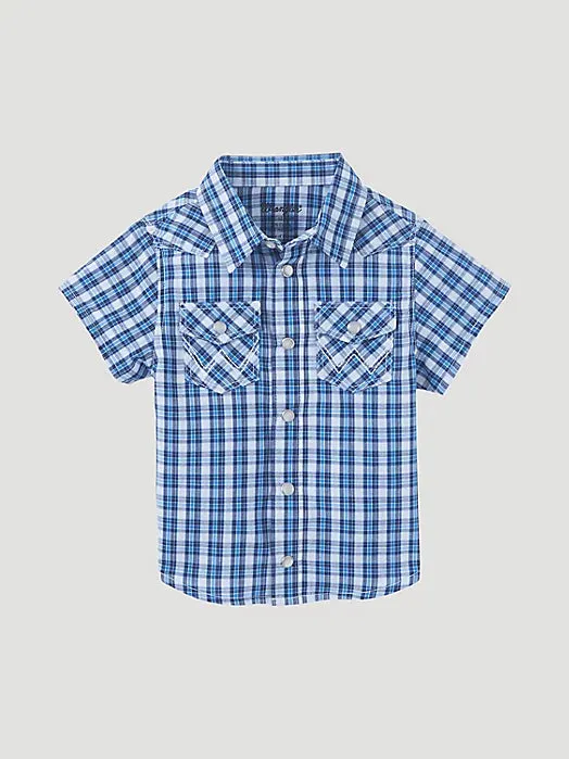 Baby/Toddler Boy Short Sleeve Western Snap Shirt - BLUE CHECKS