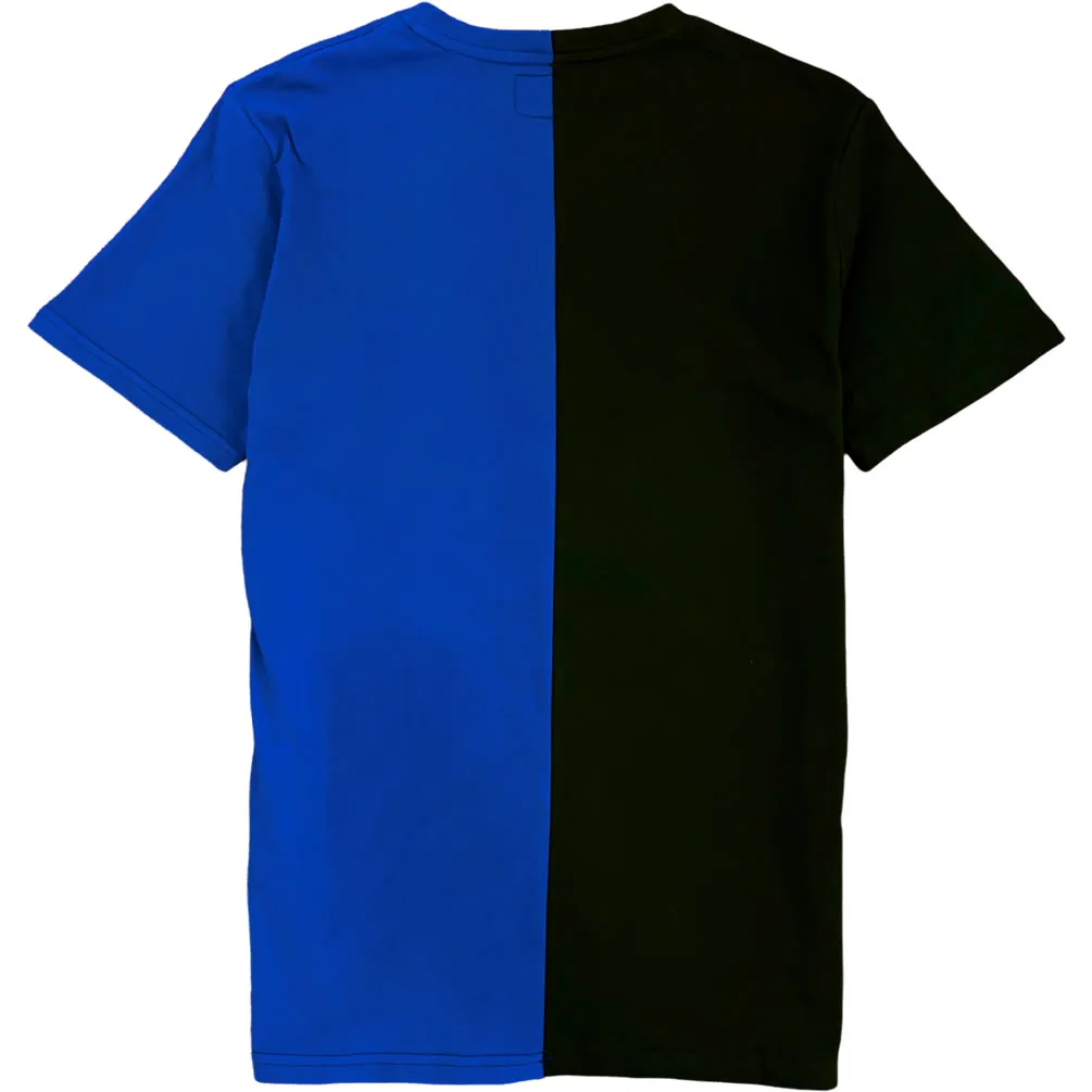 Black And Royal Blue Split Mens Short Sleeve T-Shirt