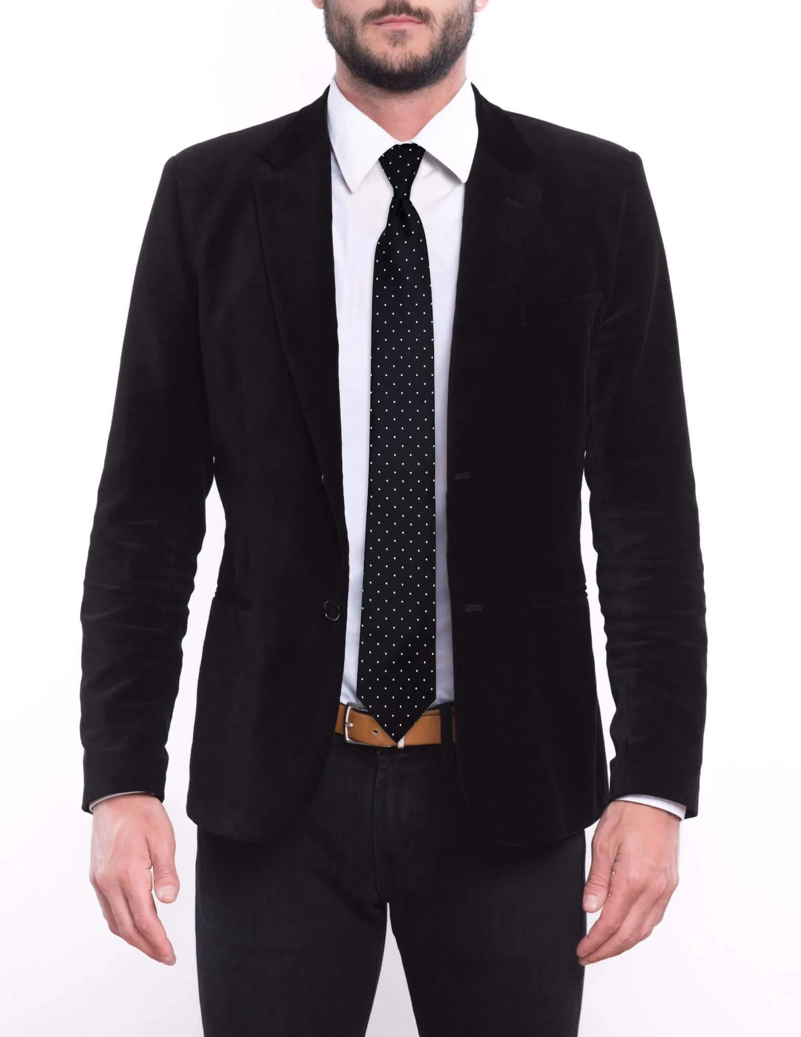 Black with White Dots Skinny Tie