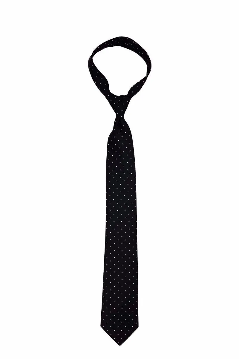 Black with White Dots Skinny Tie