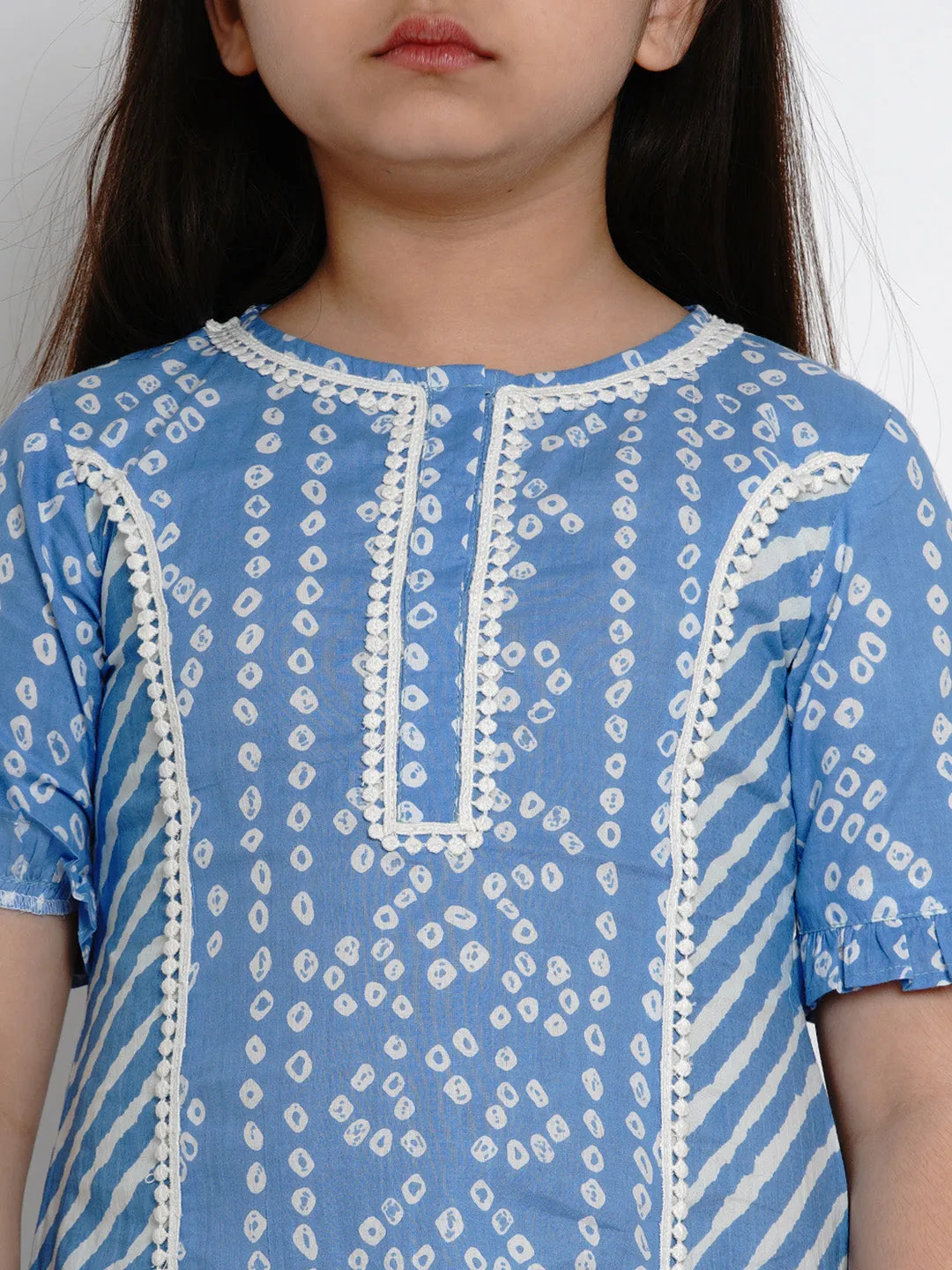 Blue Bandhej Kurta With Palazzos