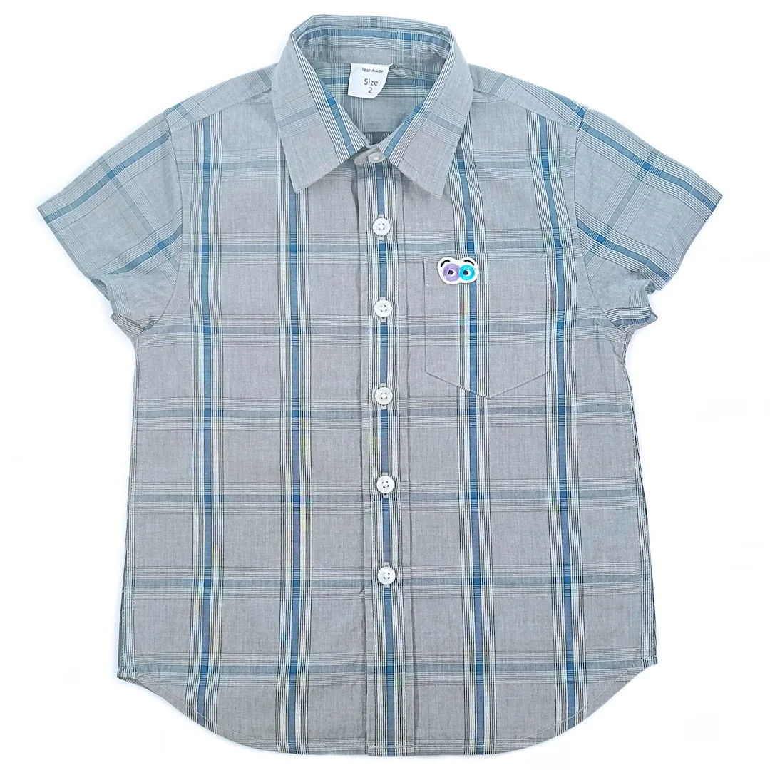 Boys Grey/Blue Checked Cotton Shirt