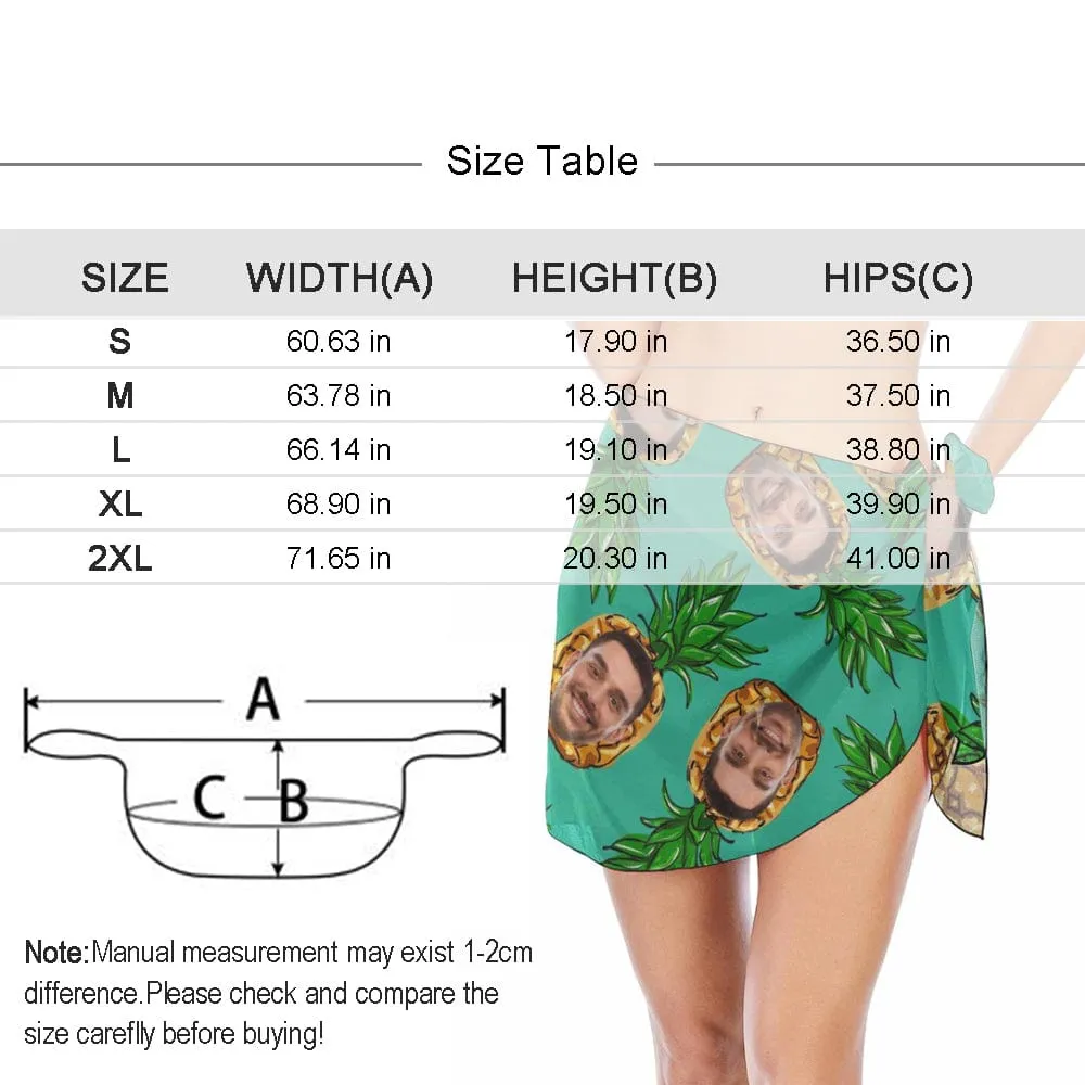 Custom Face Multicolors Bikini Coverup Personalised Short Sarongs Swim Beach Wrap For Women