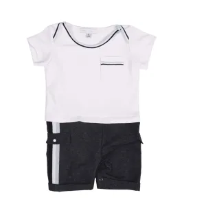 Douglas | Boys Blue & White Cotton Playsuit