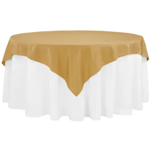 Economy Polyester Table Overlay Topper/Tablecloth 72"x72" Square - Gold