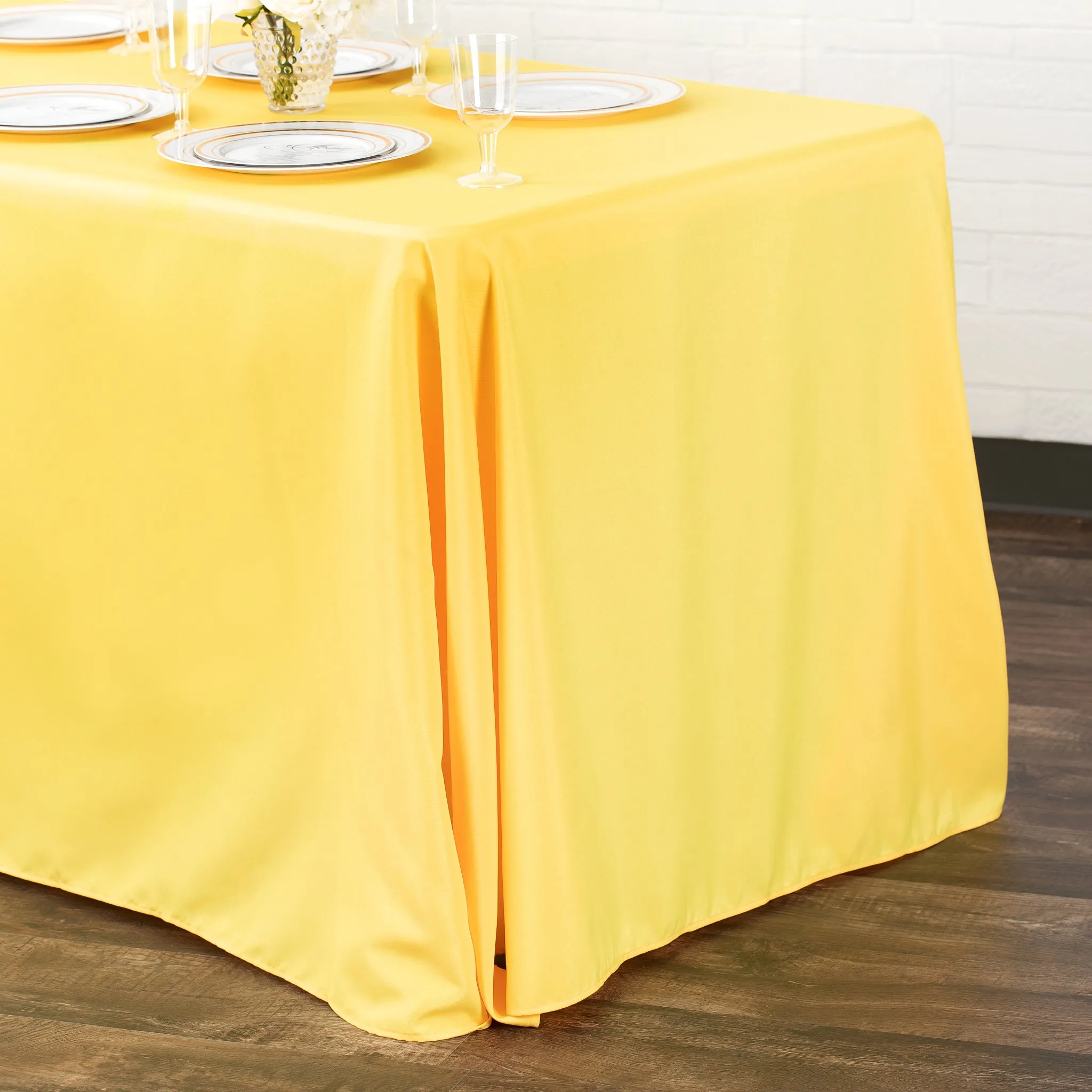 Economy Polyester Tablecloth 90"x132" Oblong Rectangular - Canary Yellow