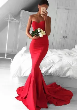 Elastic Satin Prom Dress Trumpet/Mermaid Sweetheart Court Train With Pleated