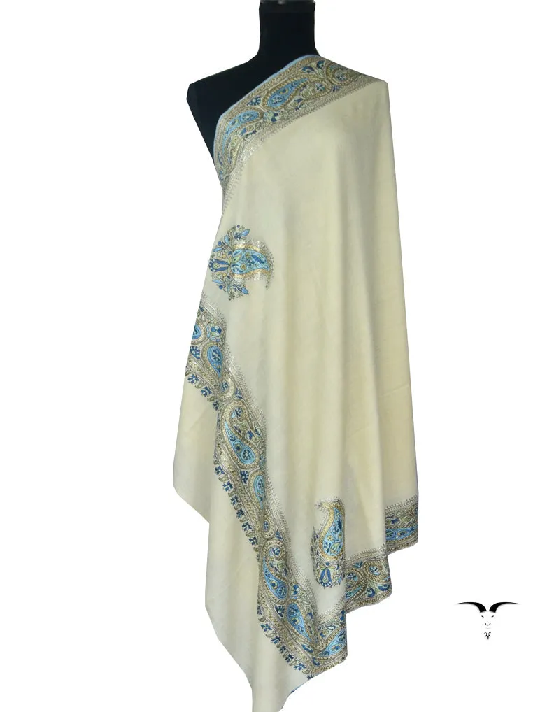 Embroidery Pashmina Shawl White 5240