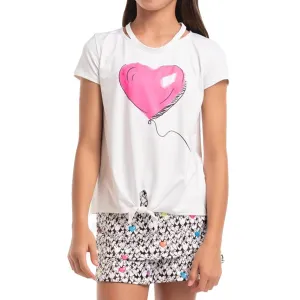 Girl's Lovely Balloon Short Sleeve Tennis Top Multicolor