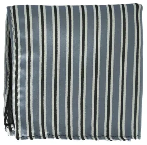 Grey and Black Striped Pocket Square