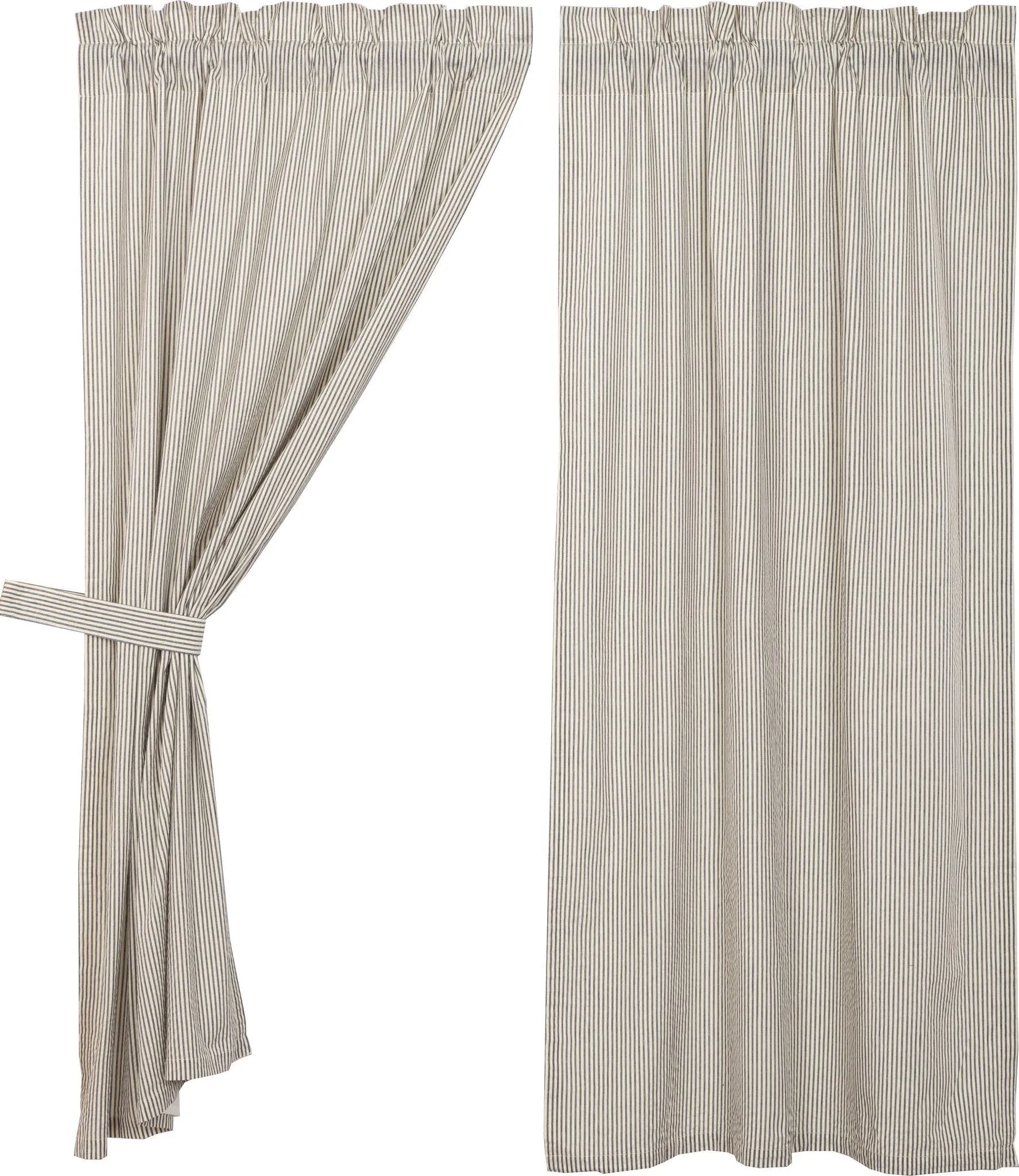 Hatteras Blue Seersucker Lined Short Panel Curtains 63"