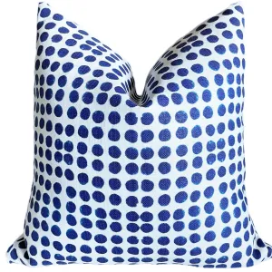 Indigo Block Printed Dots Pillow Cover: Available in 10 Sizes