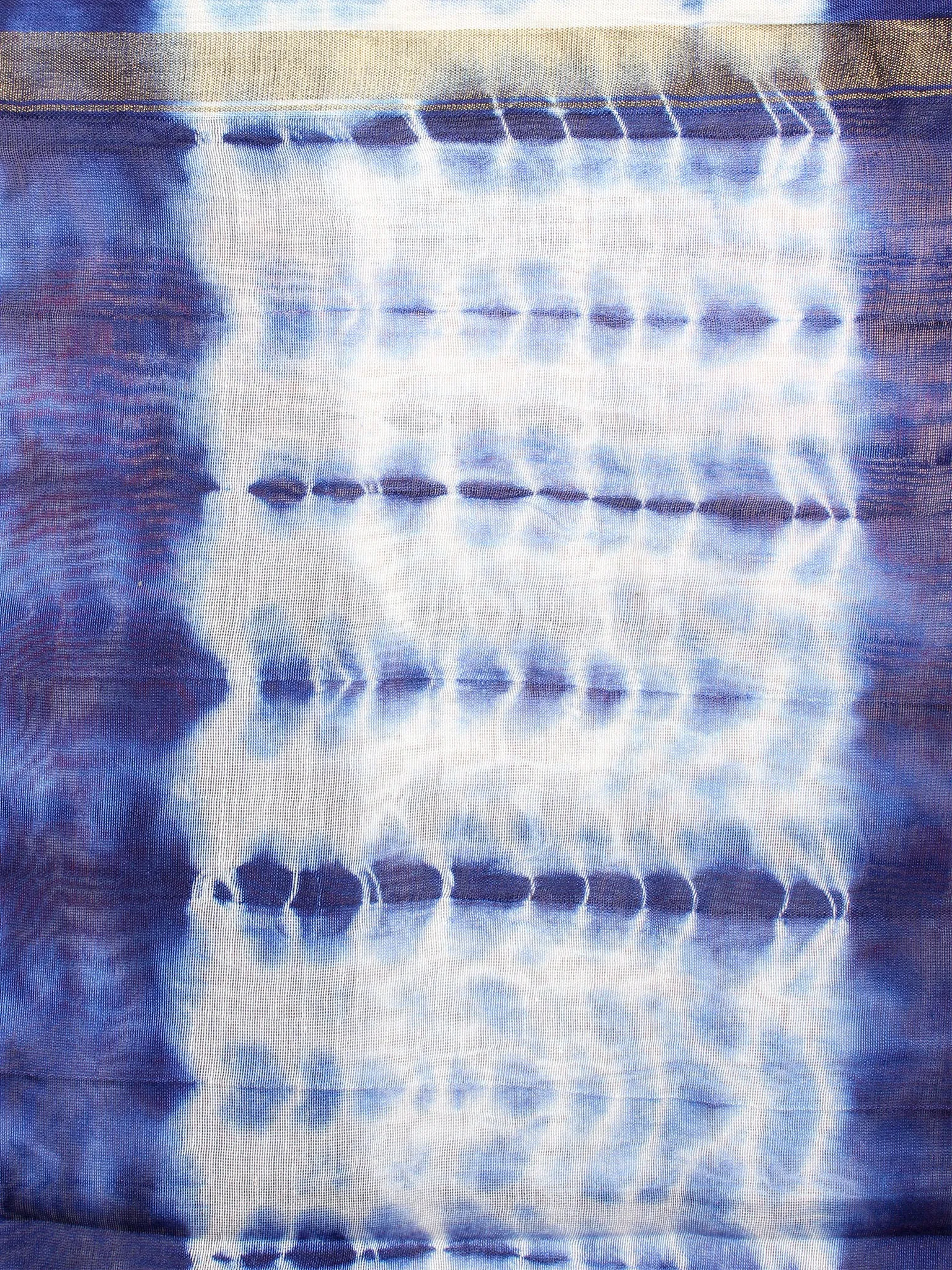 Indigo White Chanderi Shibori Dyed in Natural Colors Dupatta- D0417051