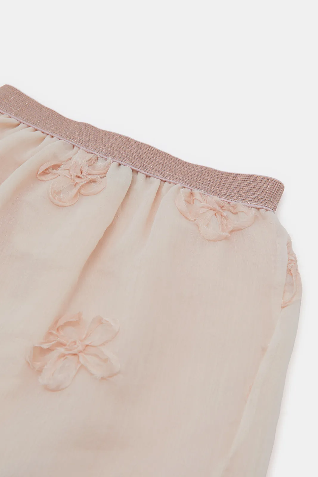 Infant Girls Beige Floral Patch Skirt