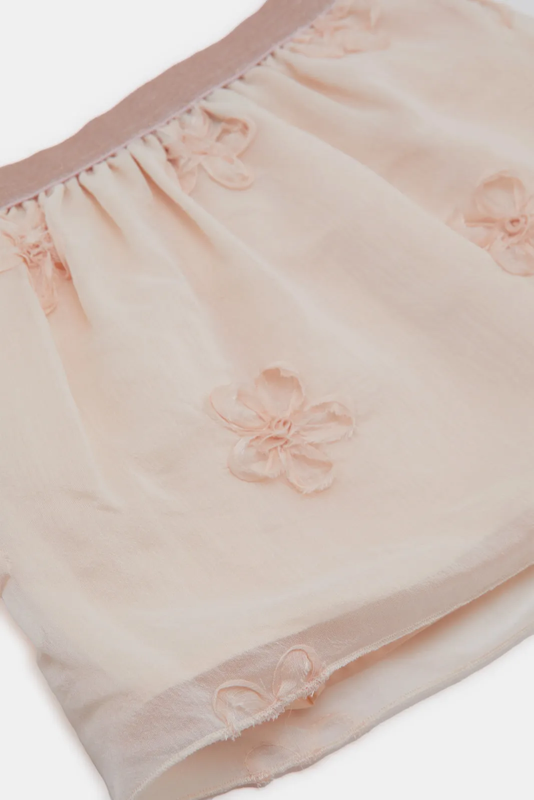 Infant Girls Beige Floral Patch Skirt