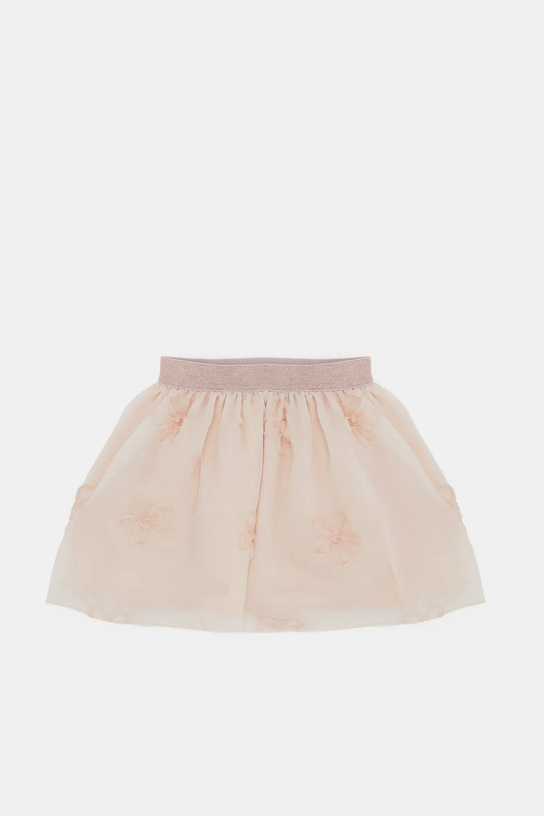 Infant Girls Beige Floral Patch Skirt