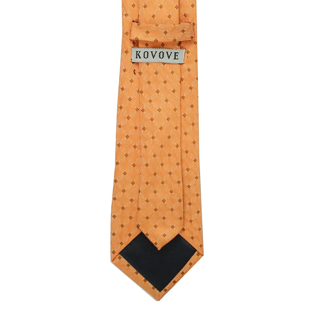 Kavove The Pleasing Checkered Orange Necktie