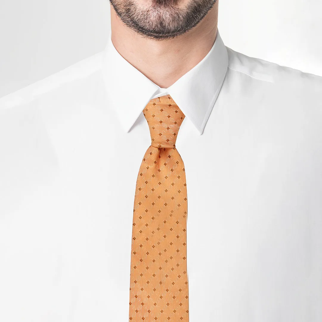 Kavove The Pleasing Checkered Orange Necktie