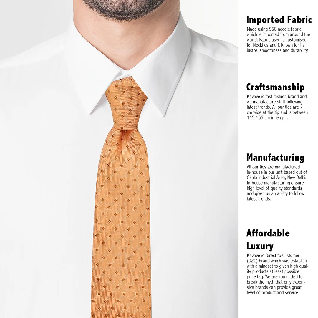 Kavove The Pleasing Checkered Orange Necktie