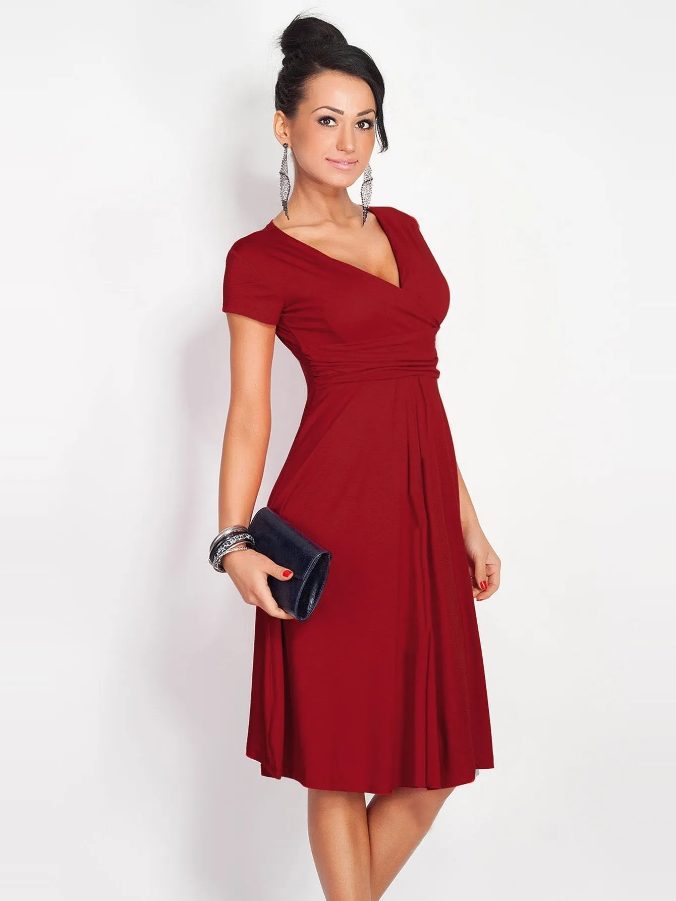 KittenAlarm - Solid V-neck Dress