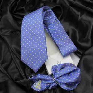 Kovove Elegant Blue Polka Dot Necktie and Pocket Square Gift Box