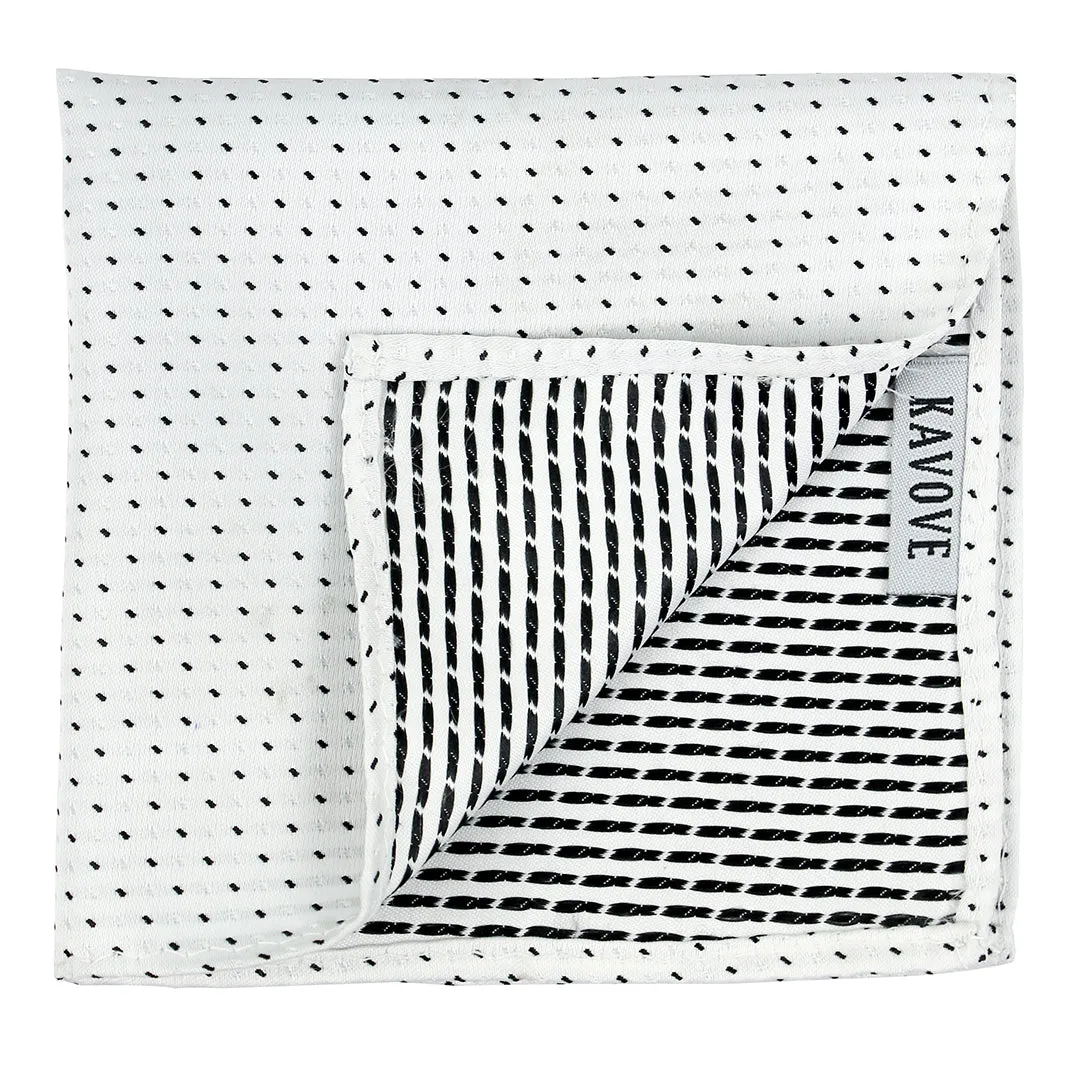 Kovove The Abstract Dash Line White Pocket Square For Men