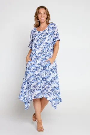 Marisol Dress - Navy Palm Print