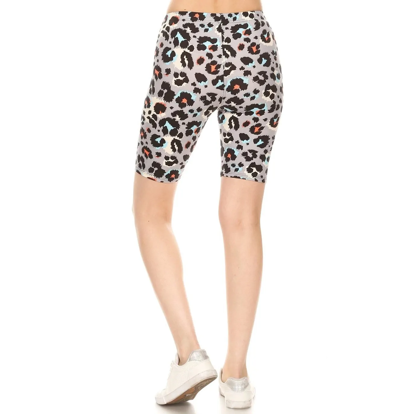 Multicolor Leopard Print Bike Shorts