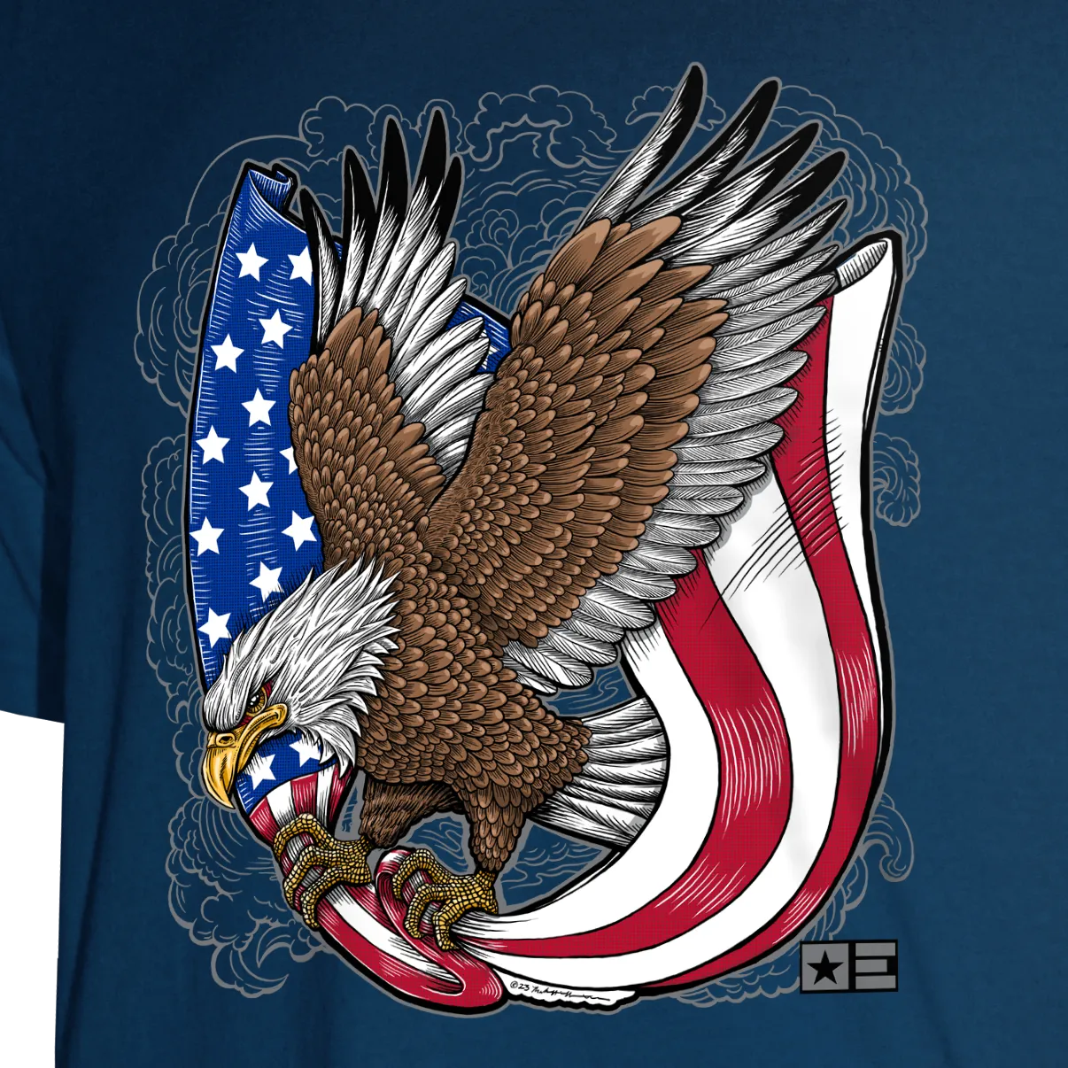 Outdoor Endeavors Patriotic - Graphic Tee - Retro Tattoo Eagle - Front Print