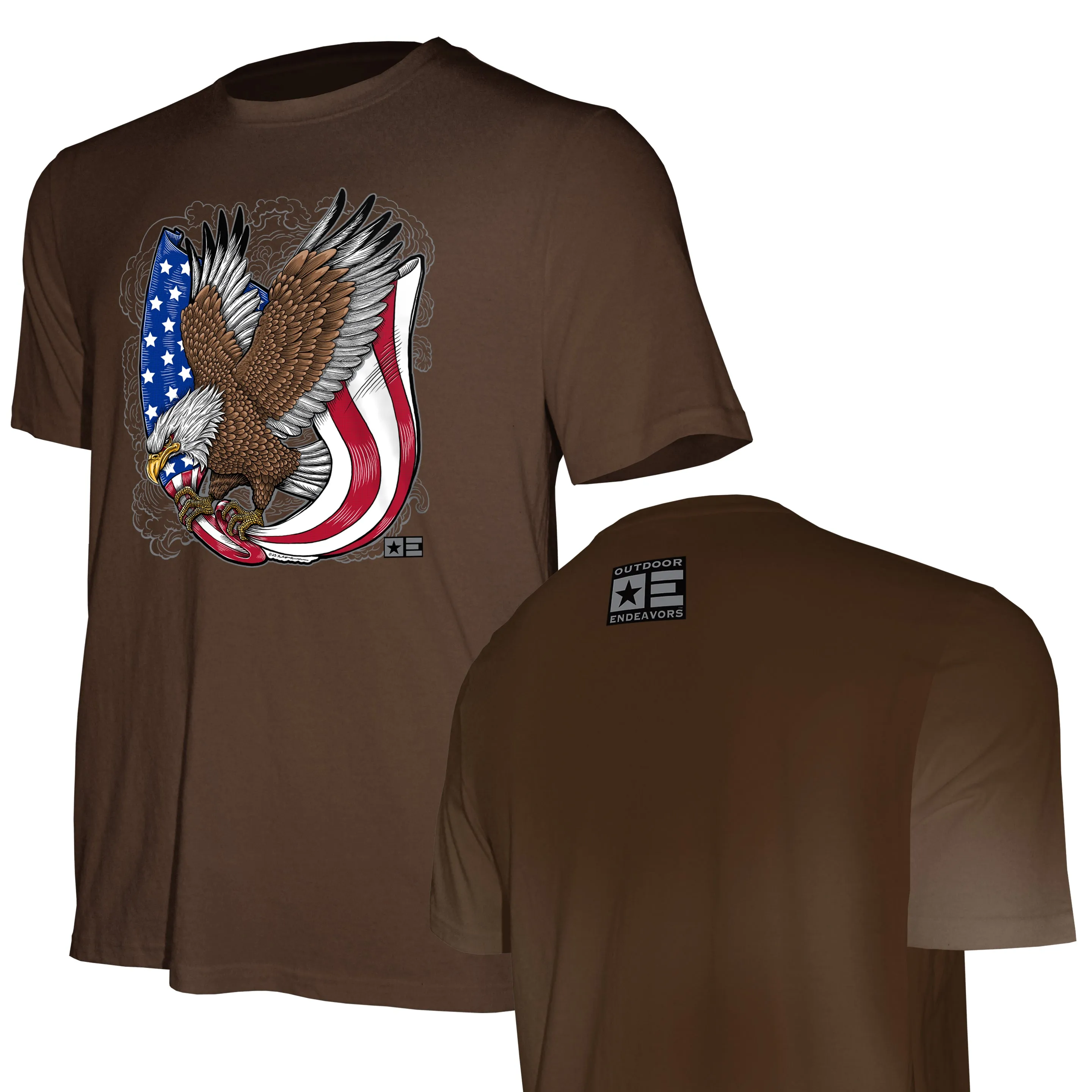 Outdoor Endeavors Patriotic - Graphic Tee - Retro Tattoo Eagle - Front Print