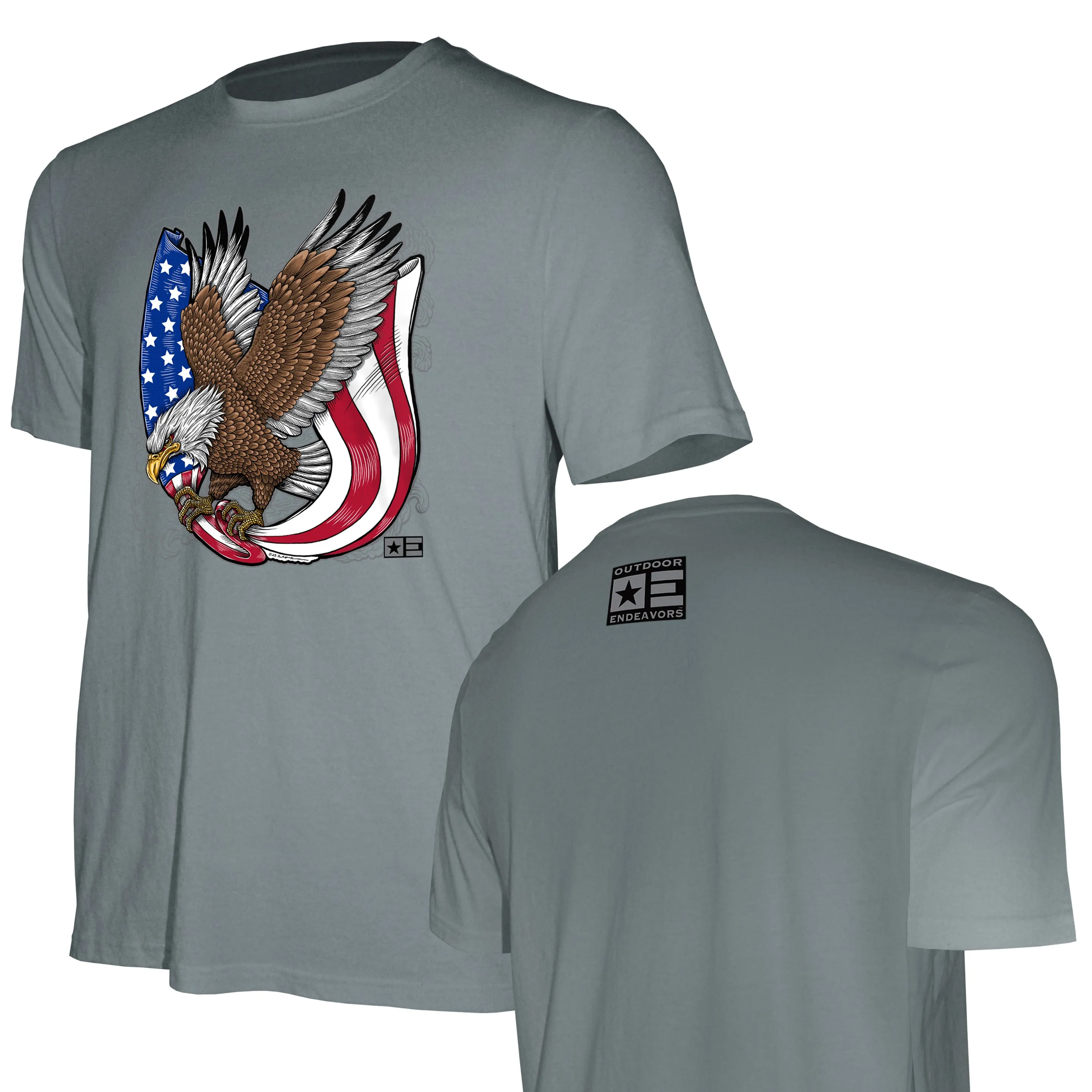 Outdoor Endeavors Patriotic - Graphic Tee - Retro Tattoo Eagle - Front Print