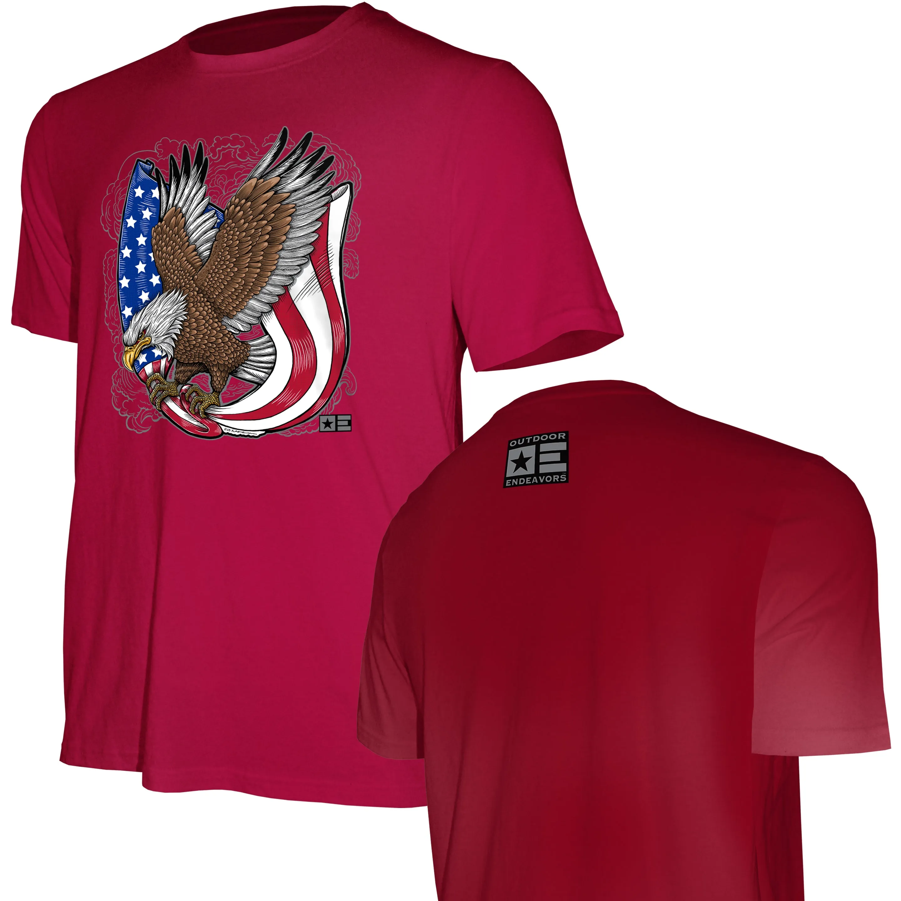 Outdoor Endeavors Patriotic - Graphic Tee - Retro Tattoo Eagle - Front Print