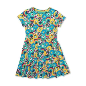 Patchwork Planet Short Sleeve Skater Dress