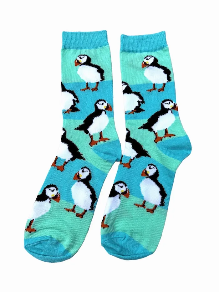 Puffin Stripes Women's Crew Socks