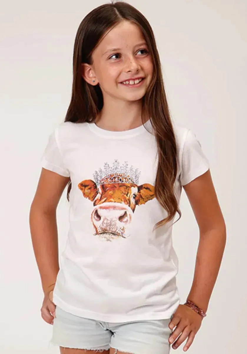 Roper Jersey Knit (White) - Girl's Short Sleeve T-Shirt