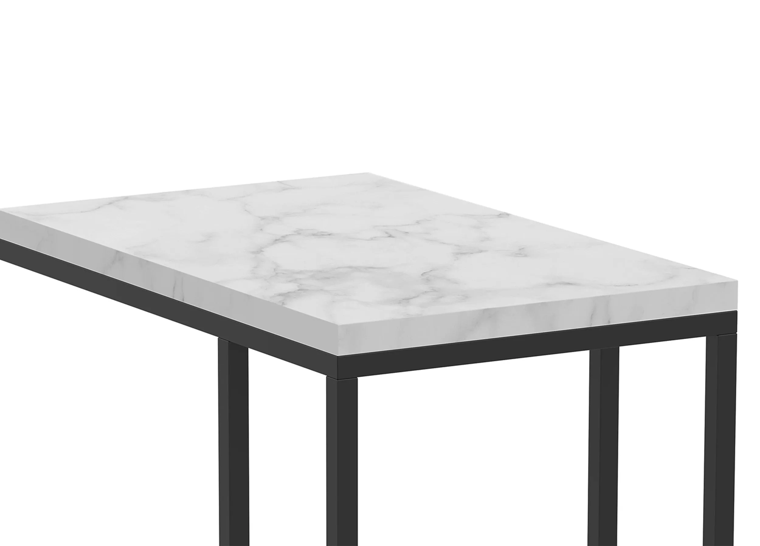 Safdie & Co. Accent Table 19L C-Shaped Marble Black Metal