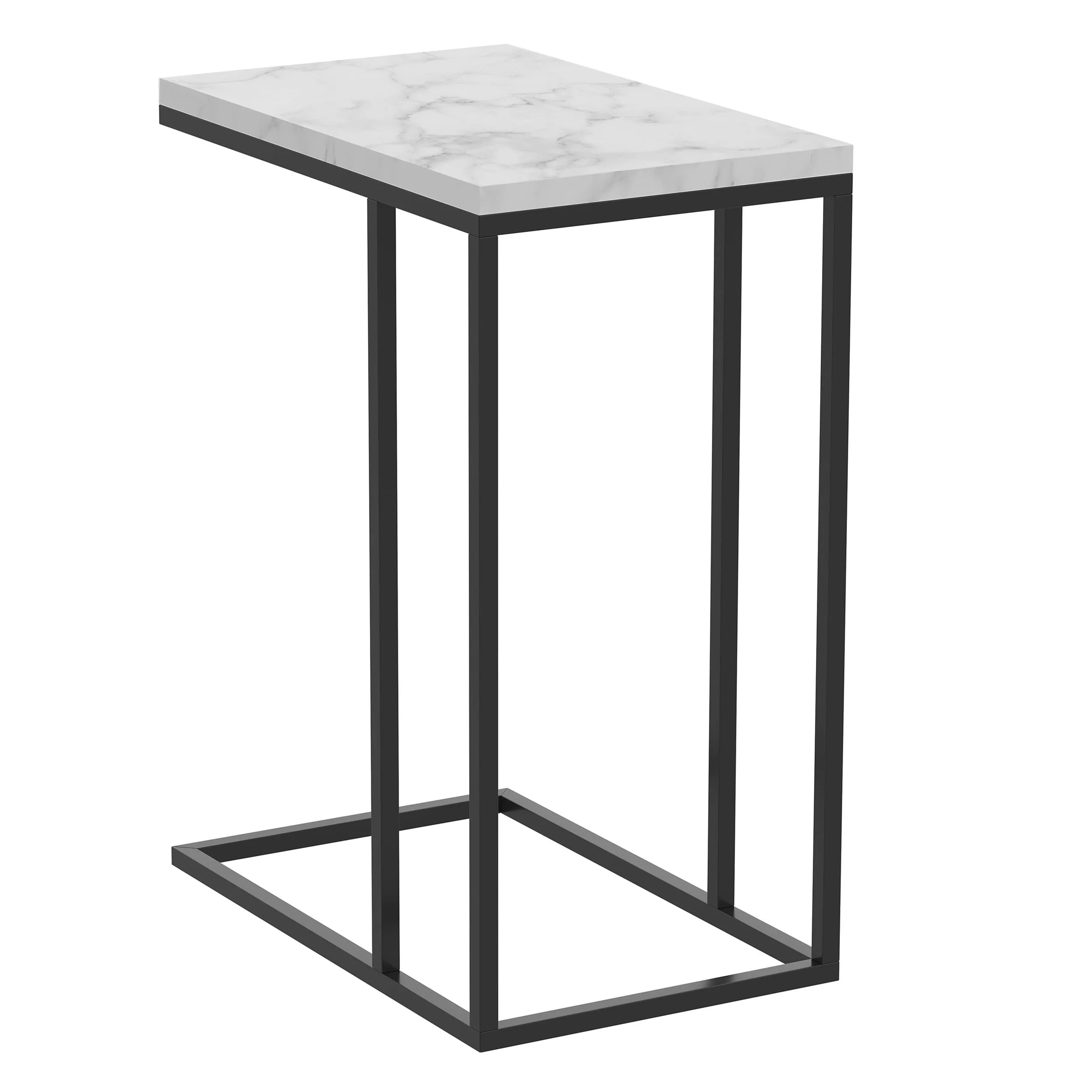 Safdie & Co. Accent Table 19L C-Shaped Marble Black Metal