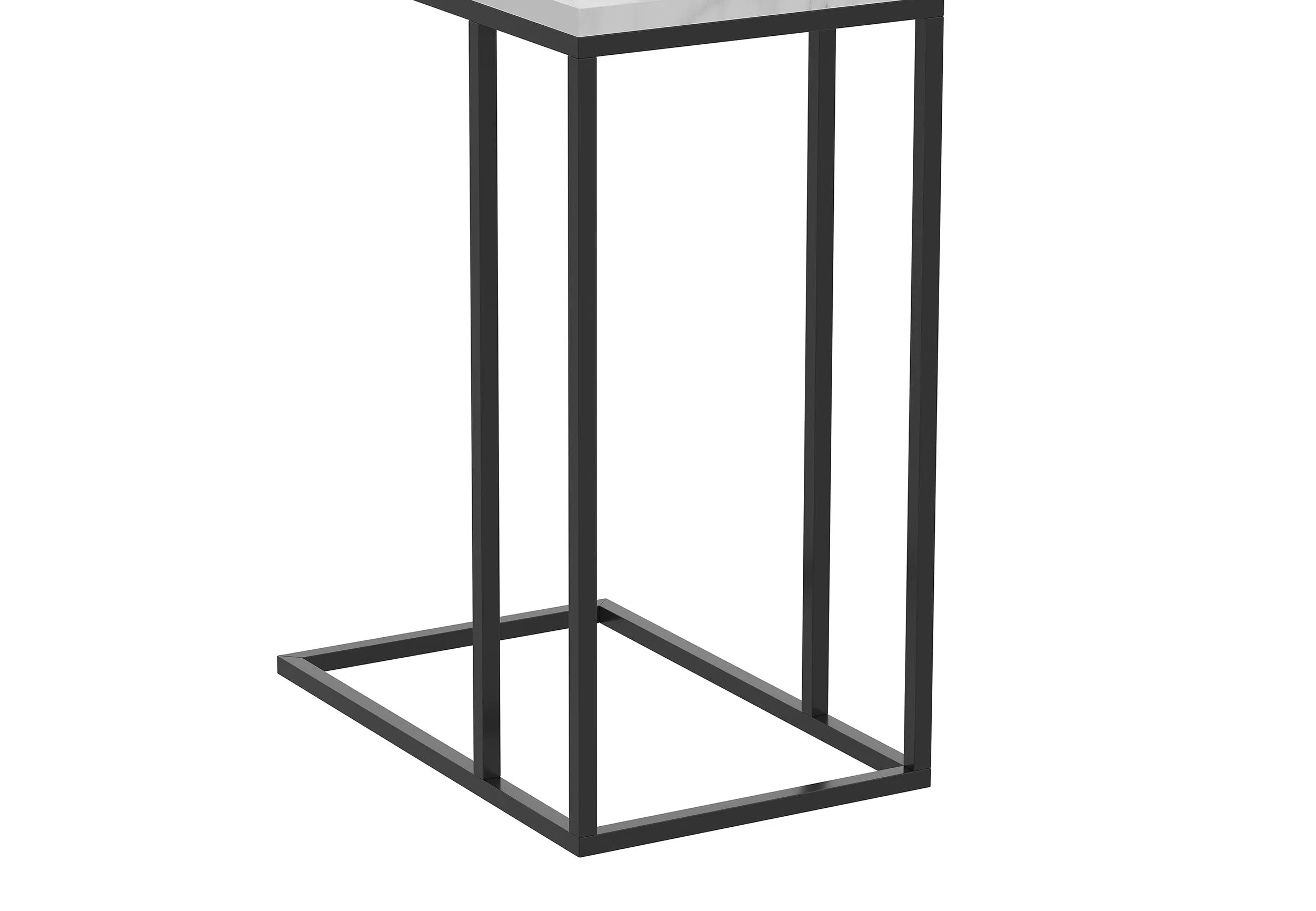 Safdie & Co. Accent Table 19L C-Shaped Marble Black Metal