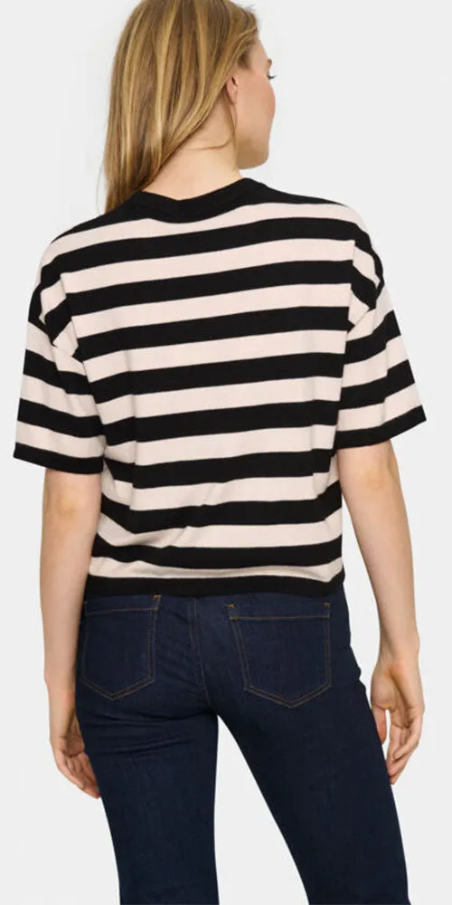 Saint Tropez Striped Pullover, black