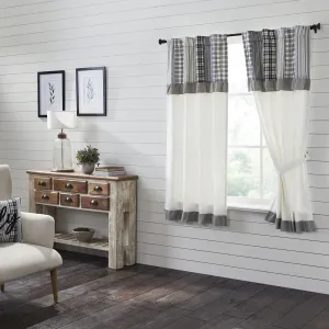 Sawyer Mill Black Lined Short Panel with Attached Patchwork Valance 63"