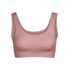 STRETCH RIB SCOOP BRALETTE | ROSE CLAY