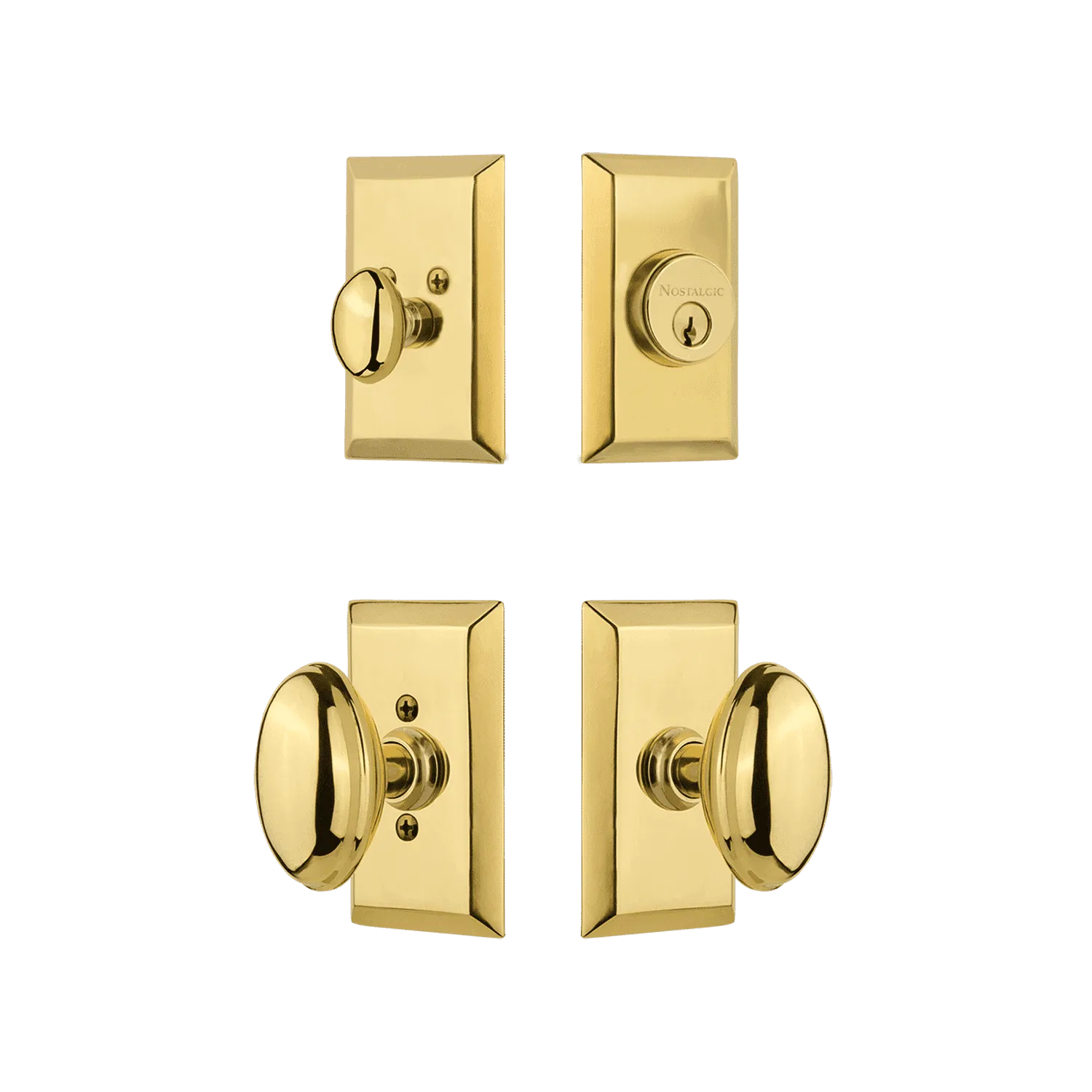 Studio Entry Set with Homestead Knob in Polished Brass