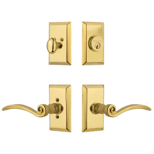 Studio Entry Set with Swan Lever in Polished Brass