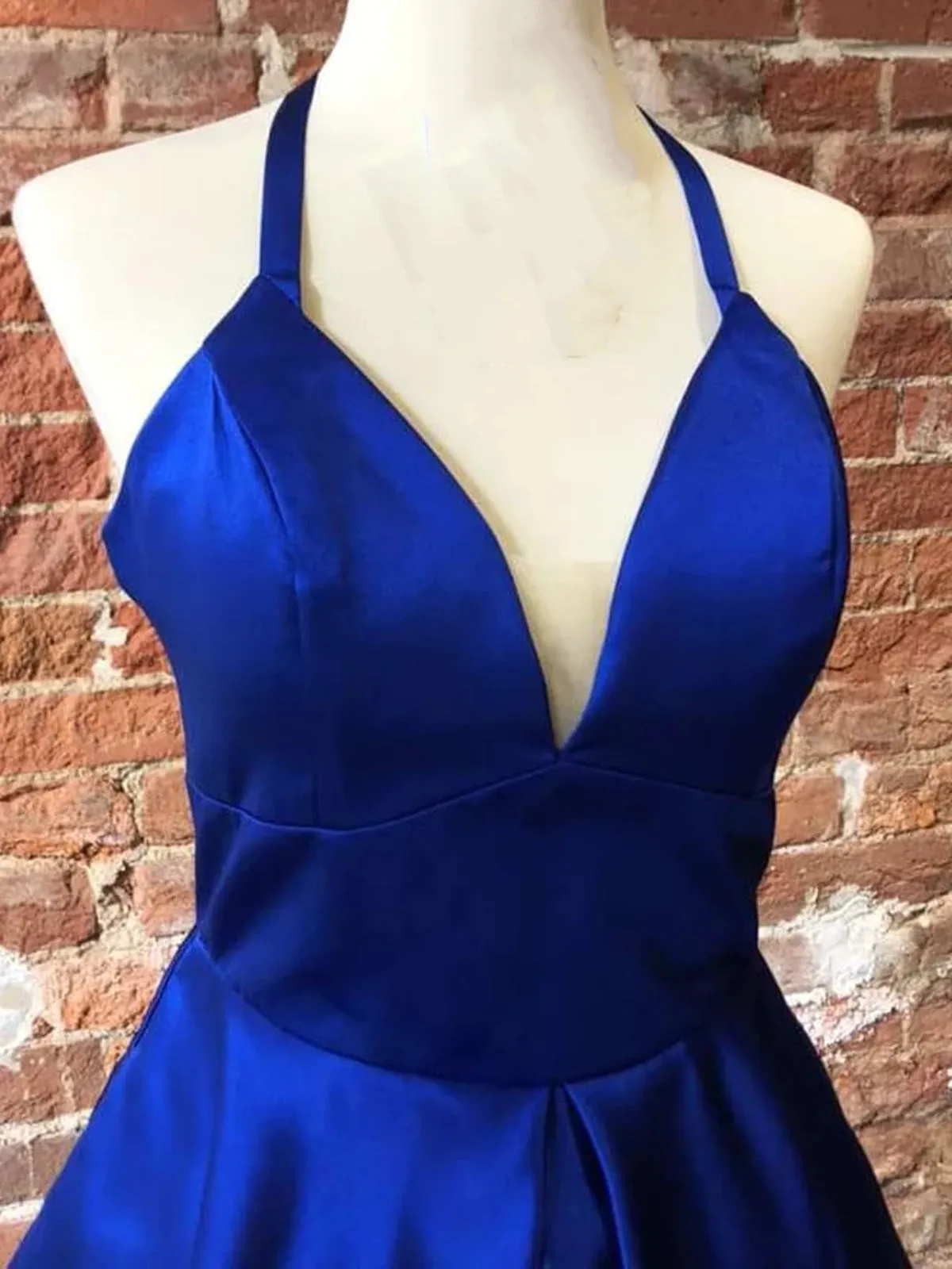 V Neck Short Blue Prom Dresses, Short Blue V Neck Formal Homecoming Dresses